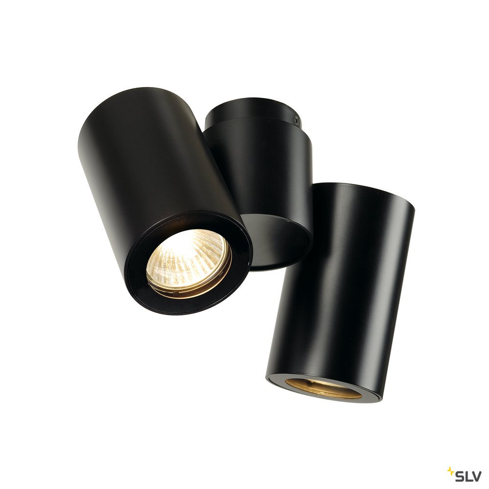 SLV ENOLA_B SPOT double, Wand- Deckenleuchte, mattschwarz, GU10, max. 2x50W