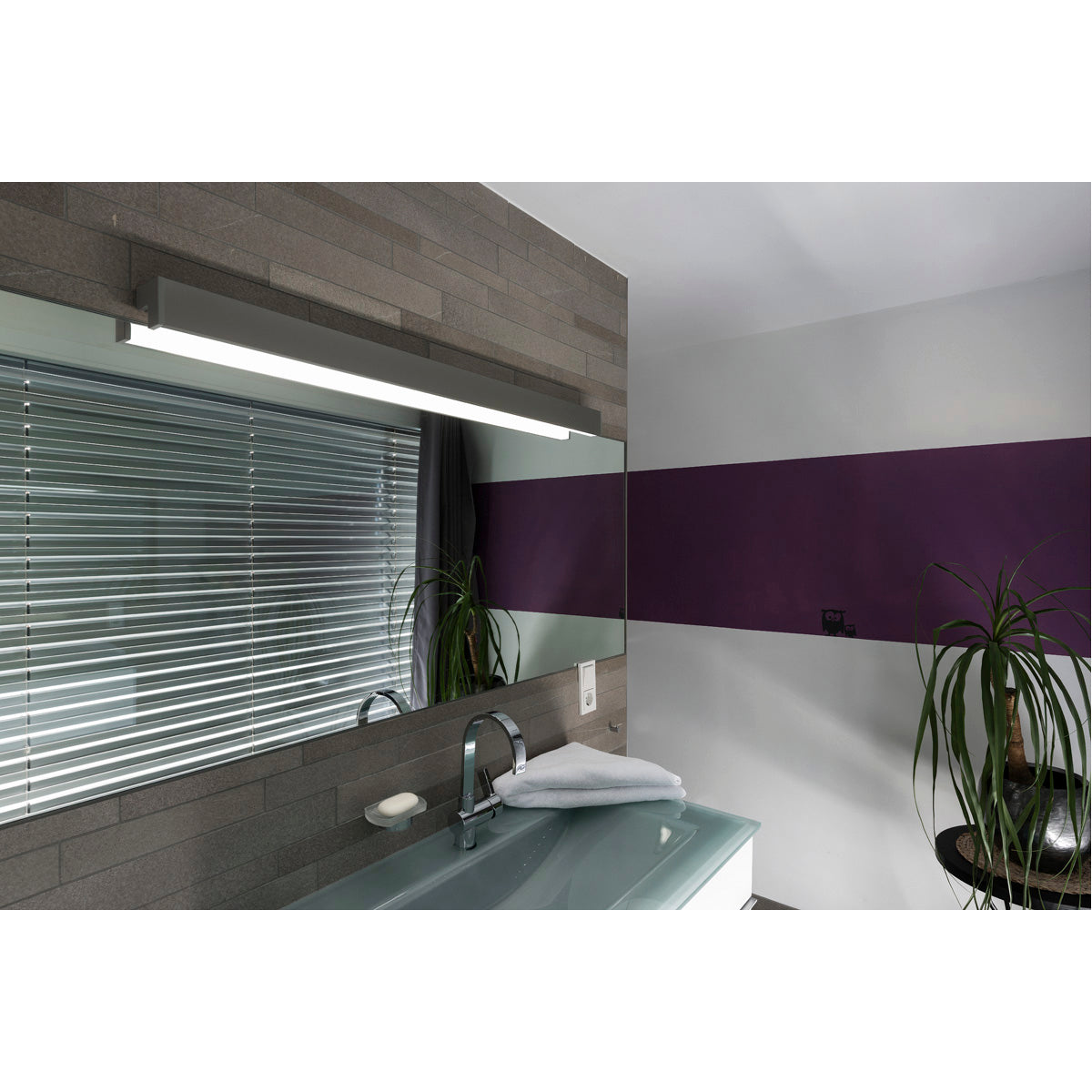 SLV L-LINE 120 LED, Wand- und Deckenleuchte, IP44, 3000K, 3000lm, mausgrau