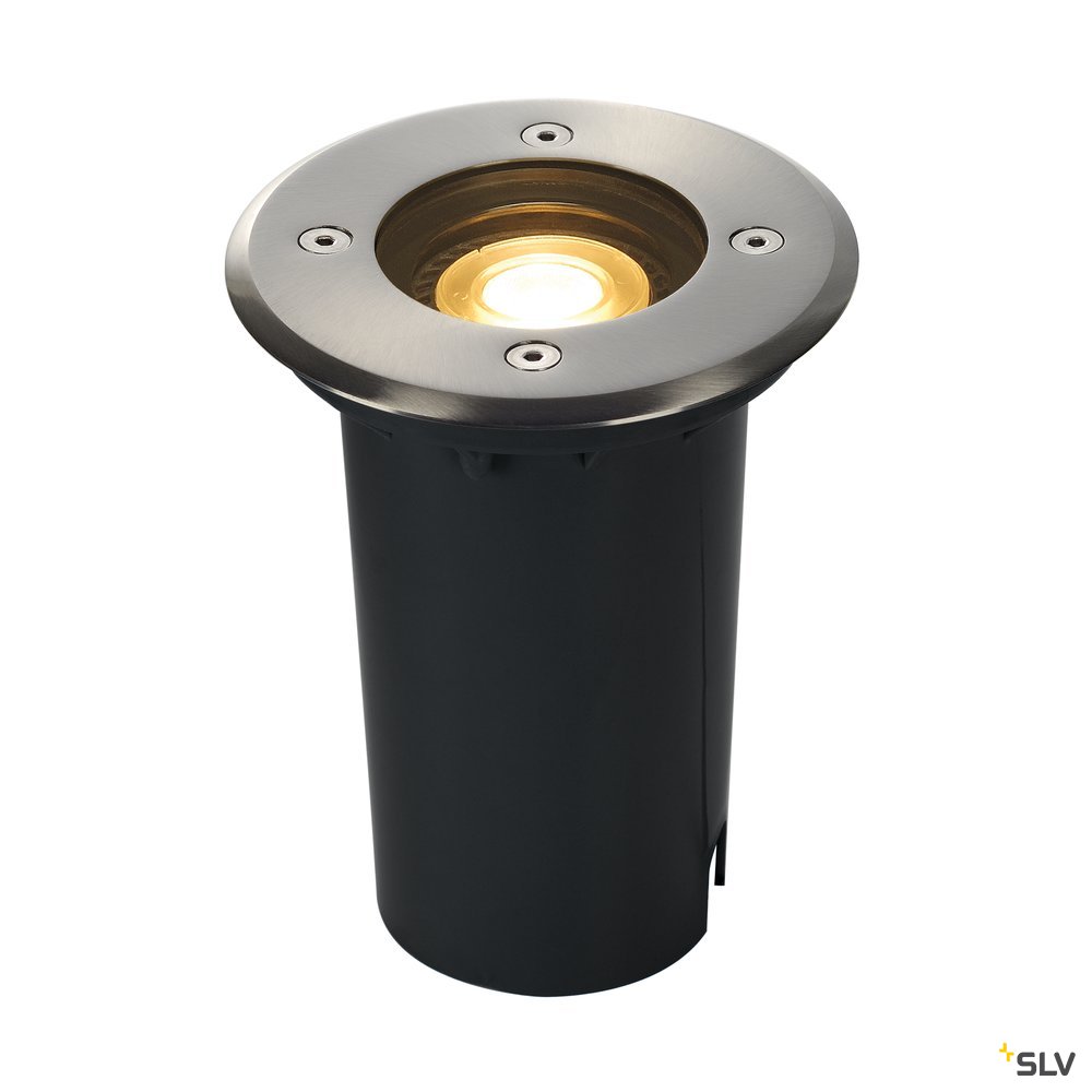 SLV SOLASTO Bodeneinbauleuchte, rund, Edelstahlblende, GU10