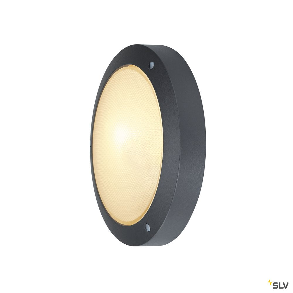 SLV BULAN Deckenleuchte, rund, anthrazit, E14, max. 60W, satiniertes Glas