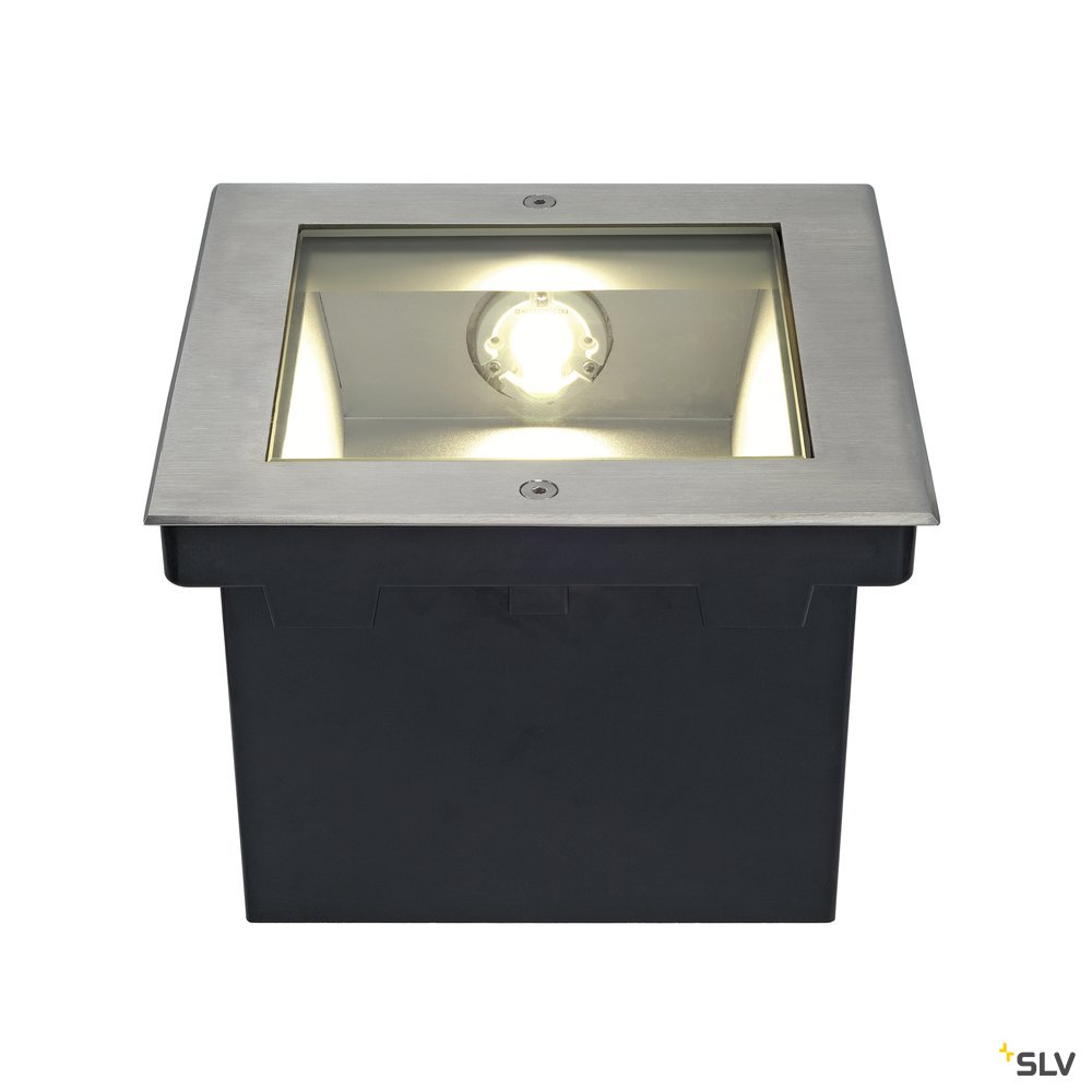 SLV DASAR LED SQUARE Bodeneinbau- leuchte, asymmetrisch, Edel- stahl 316, 34W, 3000K