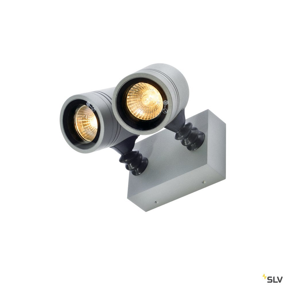SLV NEW MYRA WALL SPOT Wandleuchte, silbergrau, 2xGU10, max. 2x50W, IP55