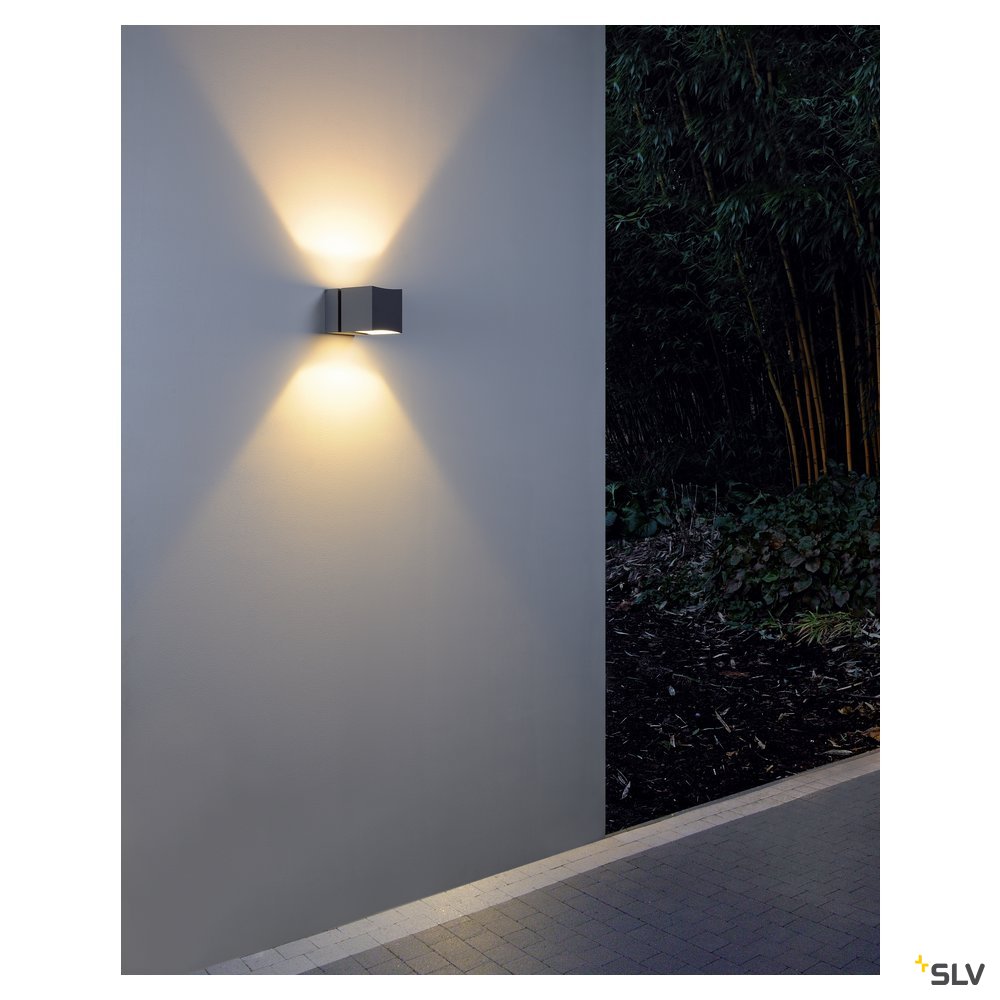 SLV SQUARE TURN, QT14, Outdoor Wandleuchte, silbergrau, max. 42W, IP44