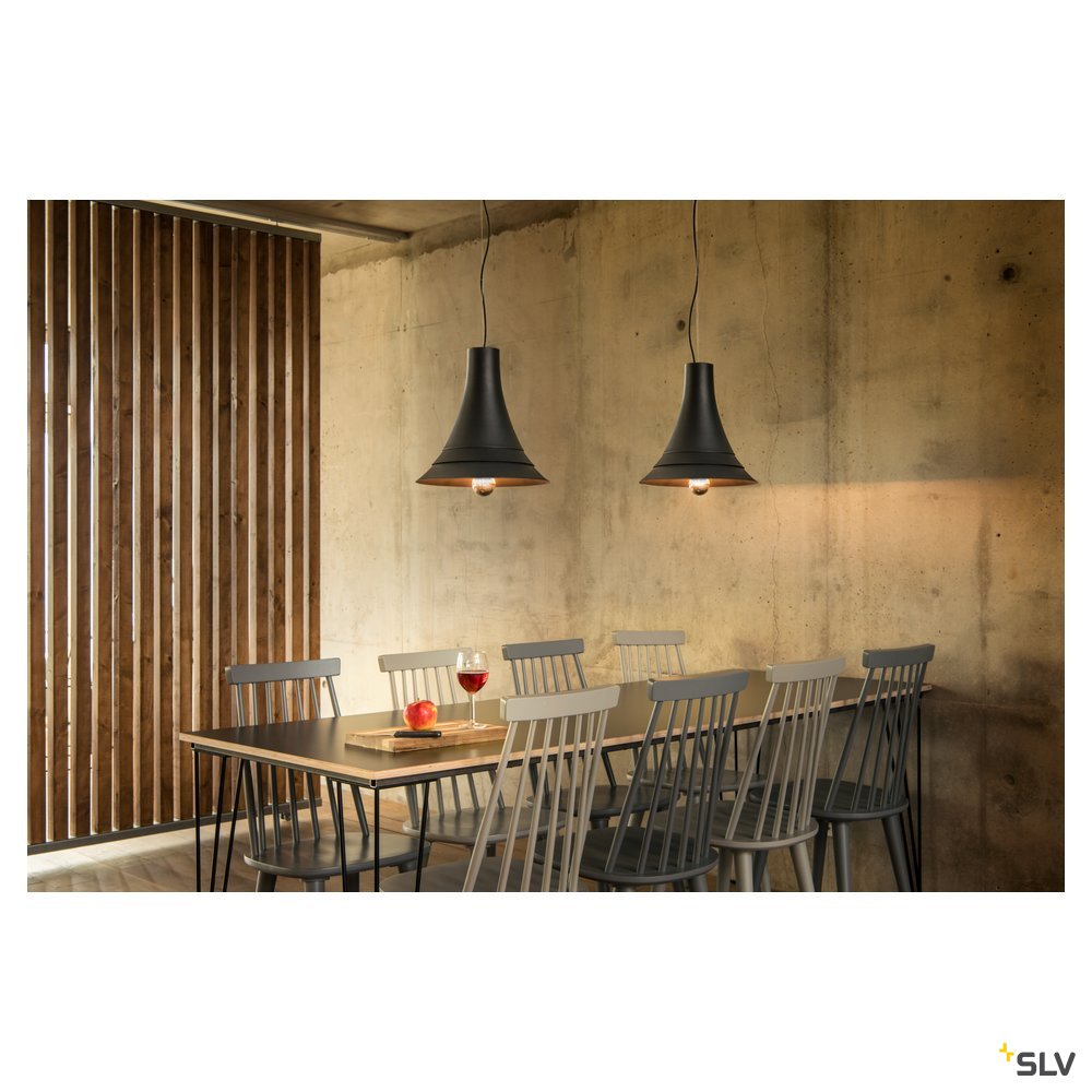 SLV BATO 35 PD, Indoor Pendelleuchte, schwarz, E27, max. 60W