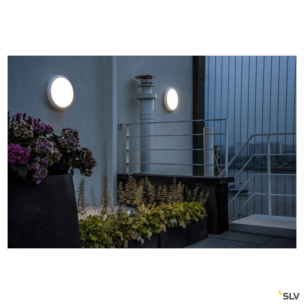 SLV RUBA 16 CW Sensor, LED Outdoor Wand- und Deckenaufbauleuchte, weiß IP65 3000/4000K