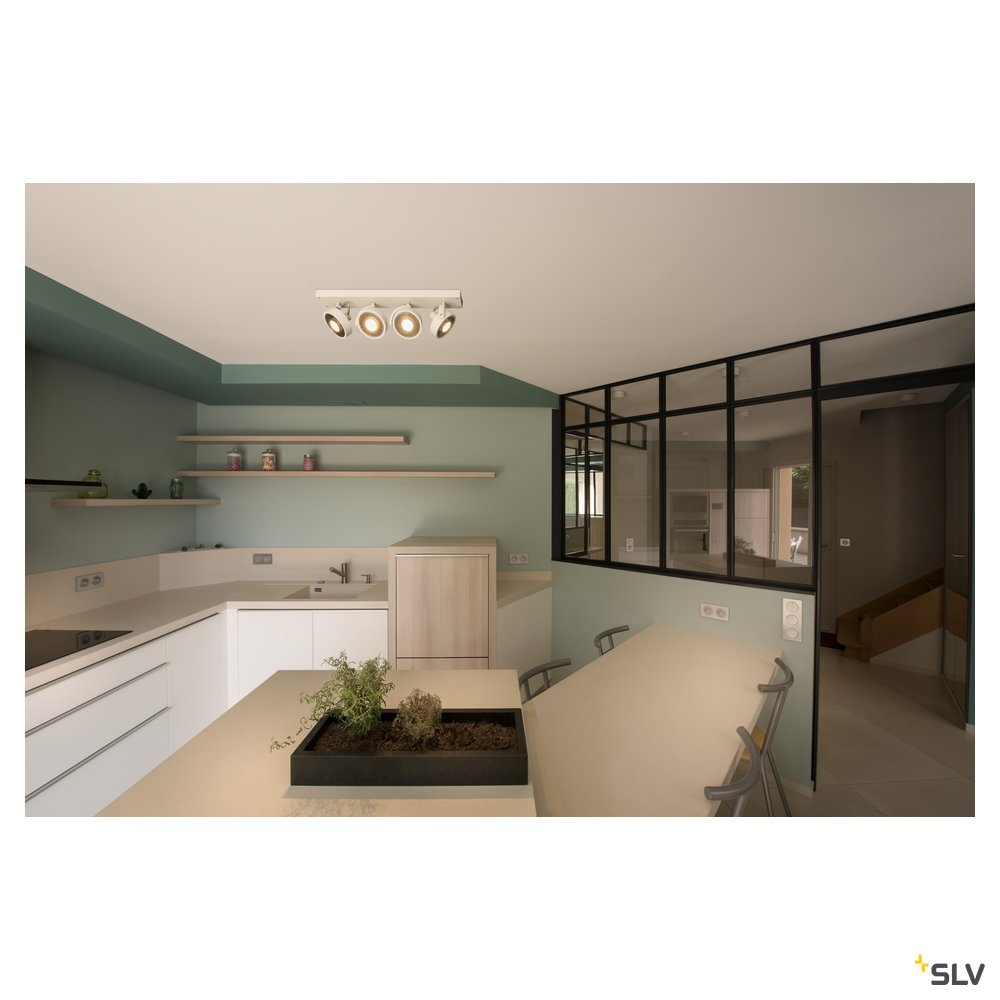 SLV KALU CW, Indoor Wand- und Deckenaufbauleuchte, quad, QPAR111, weiß, 4x75W