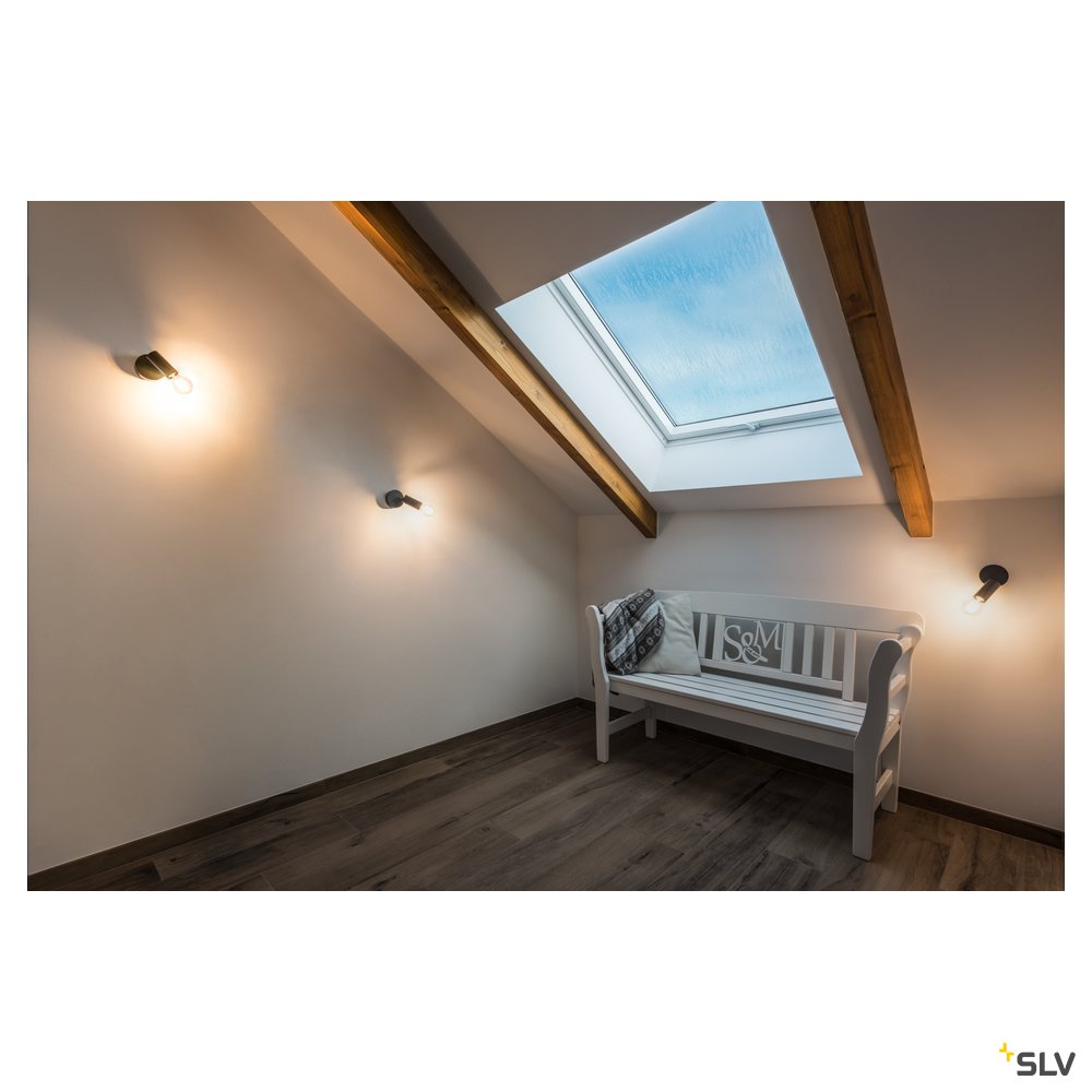 SLV FITU, Indoor Wand- und Deckenaufbauleuchte, E27, schwarz