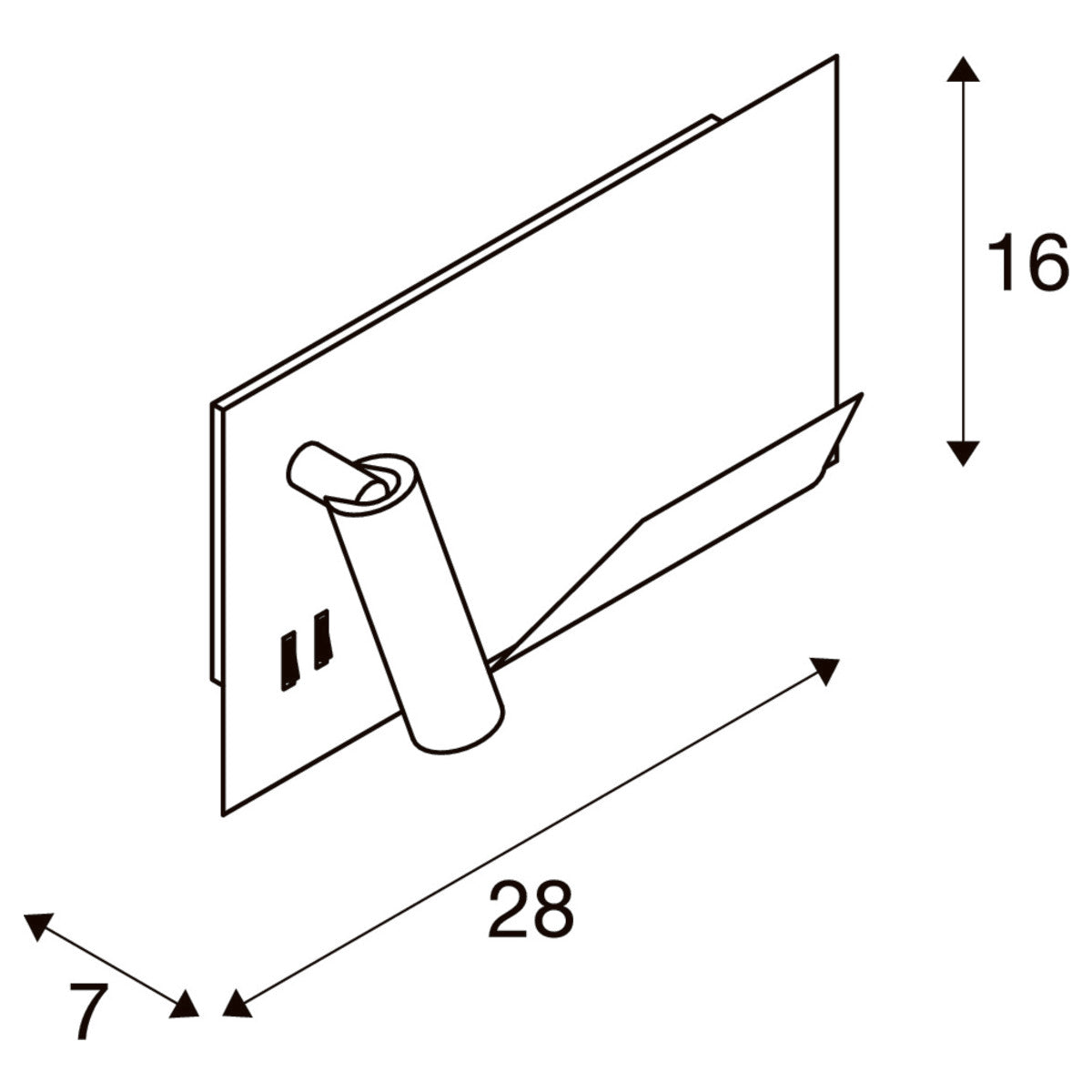 SLV SOMNILA SPOT Indoor LED Wandaufbauleuchte 3000K weiß Version links inkl. USB Anschluss