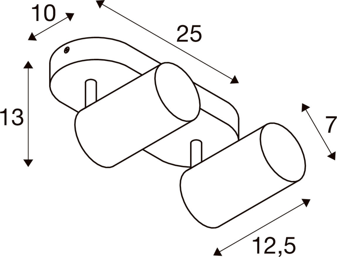 ASTO TUBE, Deckenaufbauleuchte, zylindrisch, max. 2x10 W, schwarz