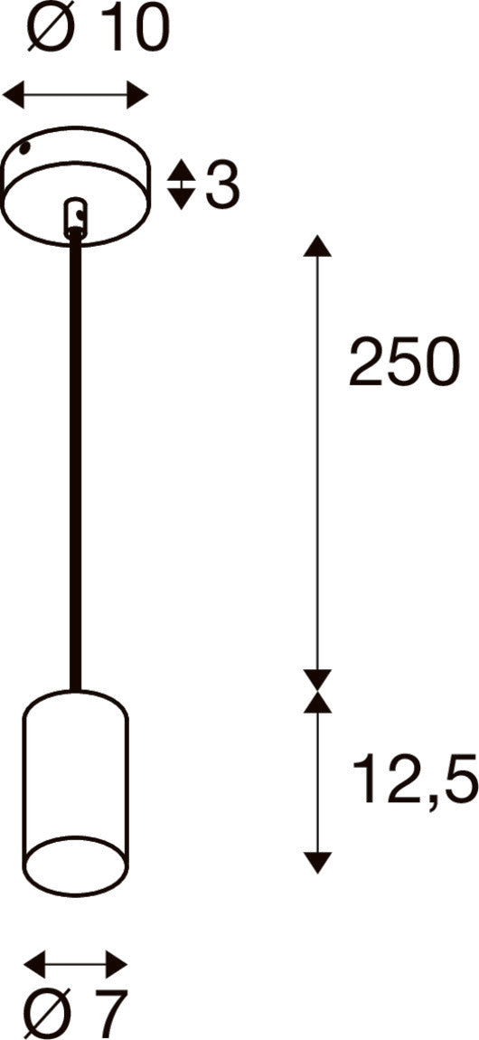 ASTO TUBE, Pendelleuchte, GU10, Pendellänge 250 cm, max. 10 W, schwarz