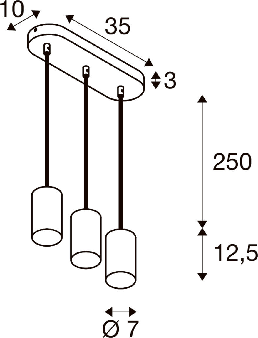 ASTO TUBE, Pendelleuchte, GU10, Pendellänge 250 cm, max. 3x10 W, weiß