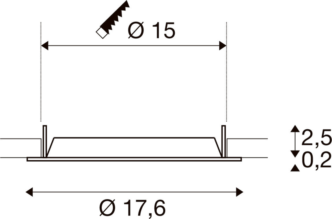 DOWNLIGHT V 150, leicht versenkte Abdeckung weiß