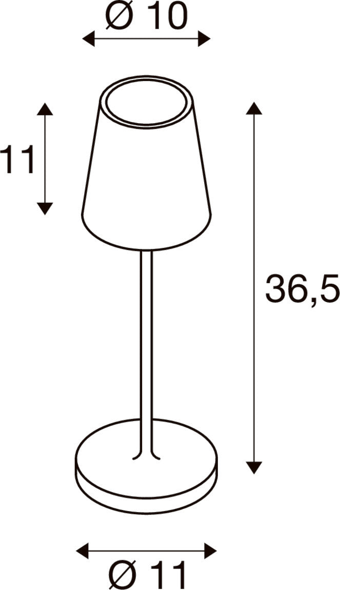 VINOLINA TWO, Tischleuchte, Akku, IP65, 2200/2700/3000 K, TOUCH, rost