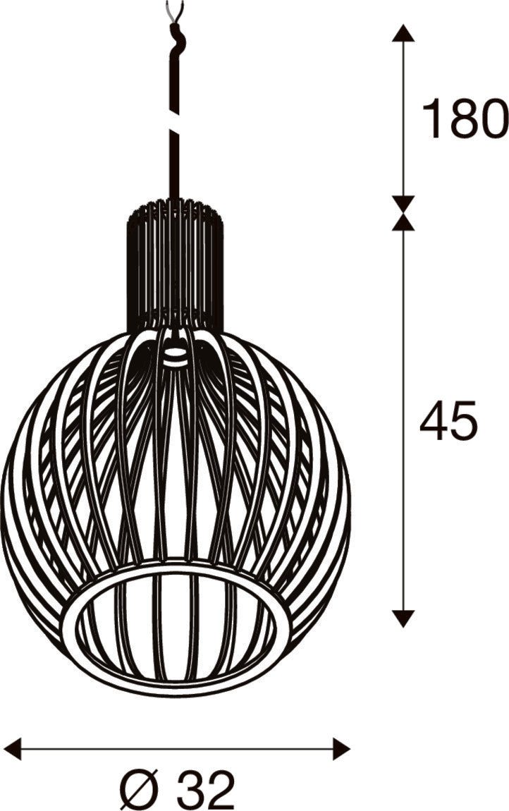 WUD, Pendelleuchte, E27, ballshape, offenes Kabelende, 1x max. 60 W, schwarz