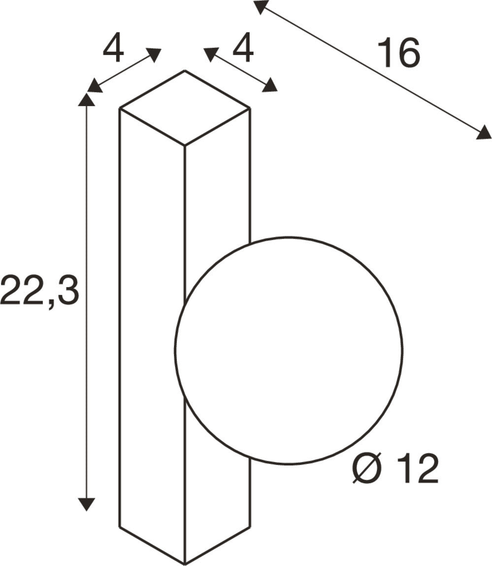SUN, Wandaufbauleuchte, eckig, 1x max. 40 W, LED-Leuchtmittel, G9, PHASE, schwarz
