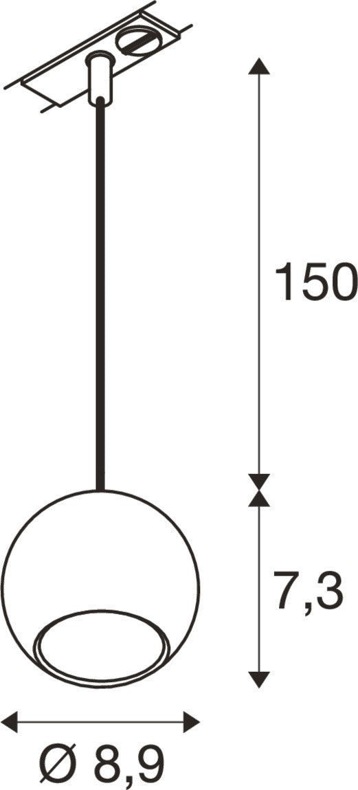 LIGHT EYE® 90, 1~ Pendelleuchte, GU10, Pendellänge 150 cm, 1x max. 6 W, matt schwarz