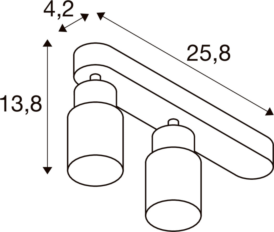 PURI 2.0 Tube, Wand- und Deckenaufbauleuchte, asymmetrisch, 2 x max. 6 W GU10, schwarz / gold