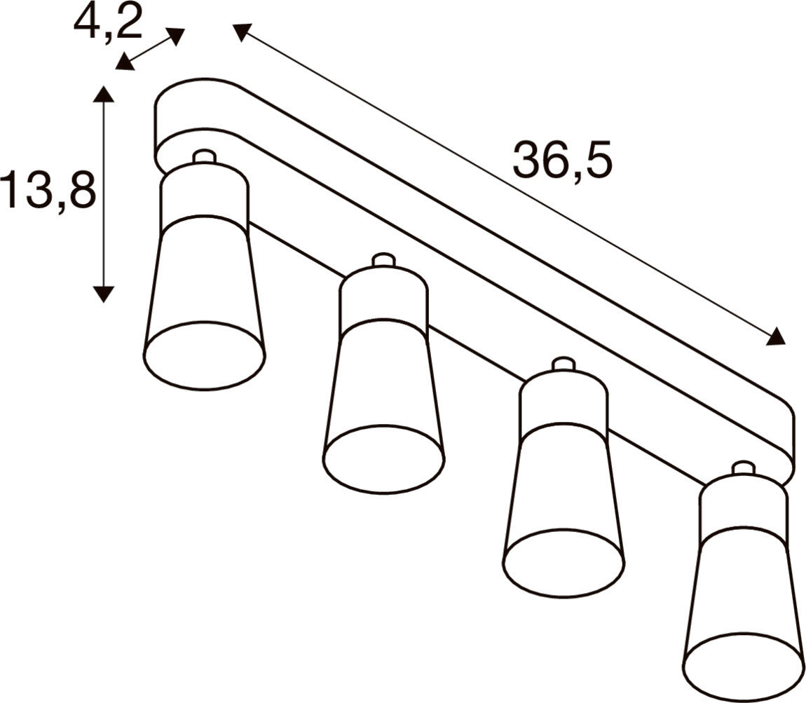 PURI 2.0 Cone, Wand- und Deckenaufbauleuchte, long, 4 x max. 6 W GU10, weiß