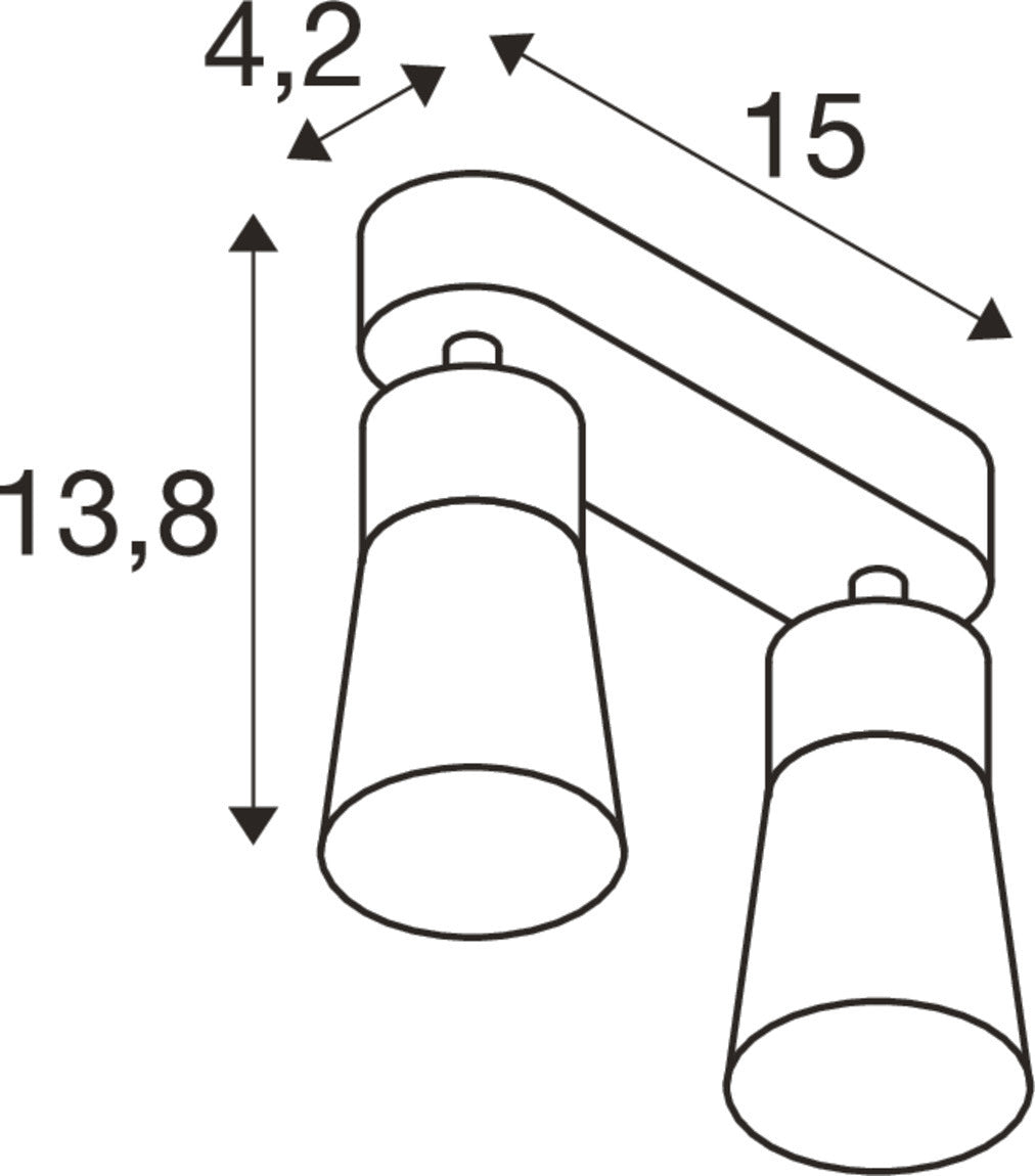 PURI 2.0 Cone, Wand- und Deckenaufbauleuchte, long, 2 x max. 6 W GU10, schwarz / gold