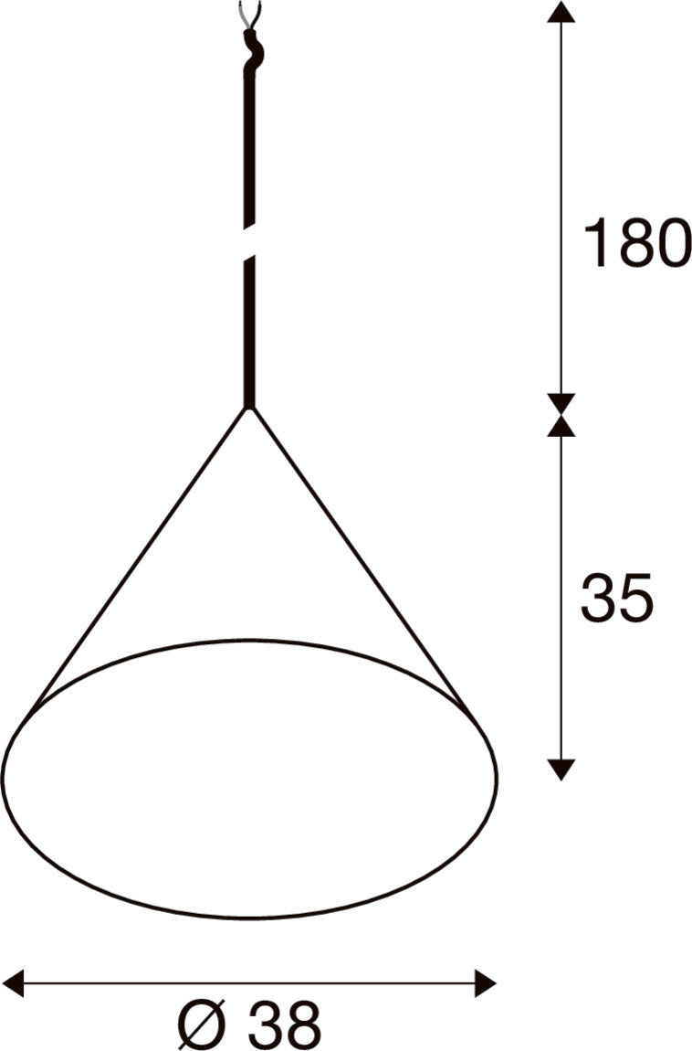 MAGICO 38, Pendelleuchte, E27, Pendellänge 180 cm, 1x max. 10 W, matt schwarz