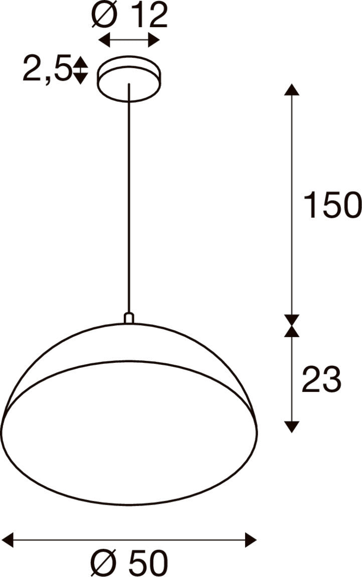 FORCHINI 50, Pendelleuchte, E27, Pendellänge 150 cm, 1x max. 40 W, matt schwarz / matt gold