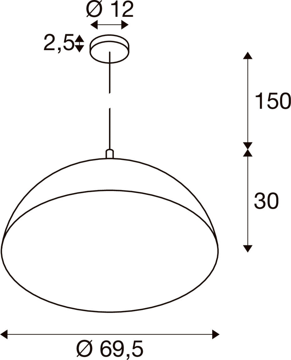 FORCHINI 70, Pendelleuchte, E27, Pendellänge 150 cm, 1x max. 40 W, matt schwarz / matt gold