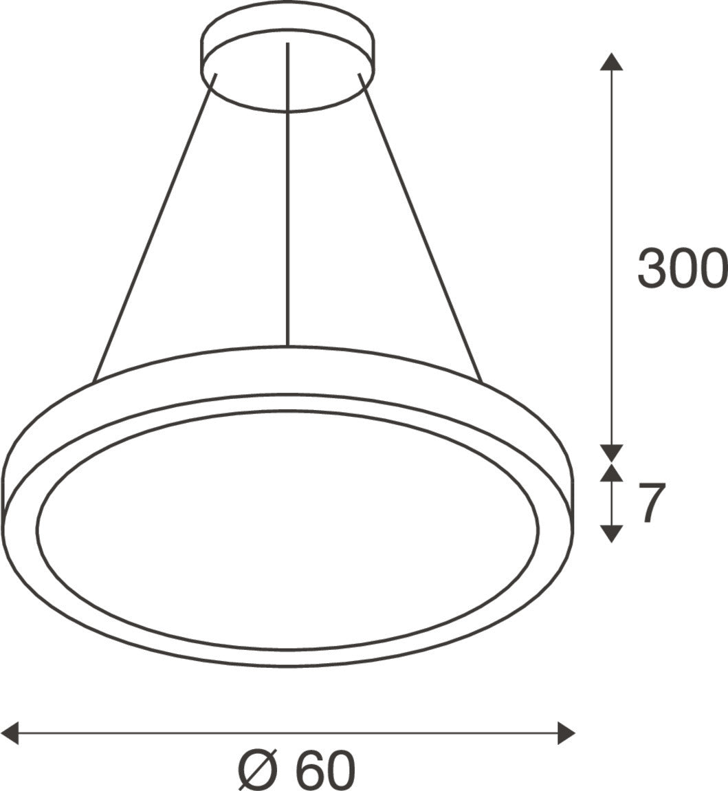 MEDO® RING 60, Pendelleuchte, Pendellänge 300 cm, 3000/4000 K, 110°, DALI, Touch, weiß