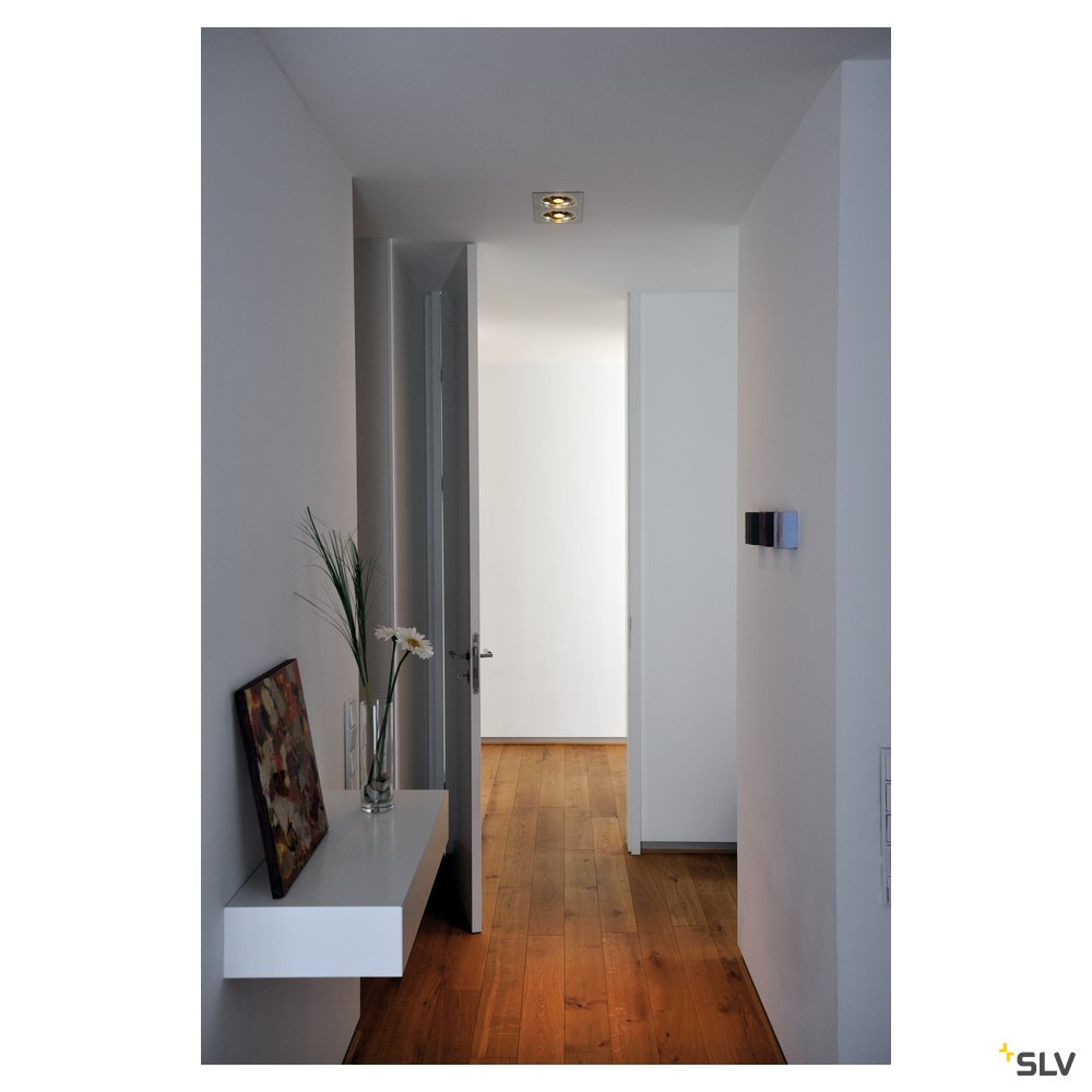 SLV NEW TRIA II ES111 Downlight, rechteckig, alu brushed, GU10, max. 2x75W, inkl. Clipfedern