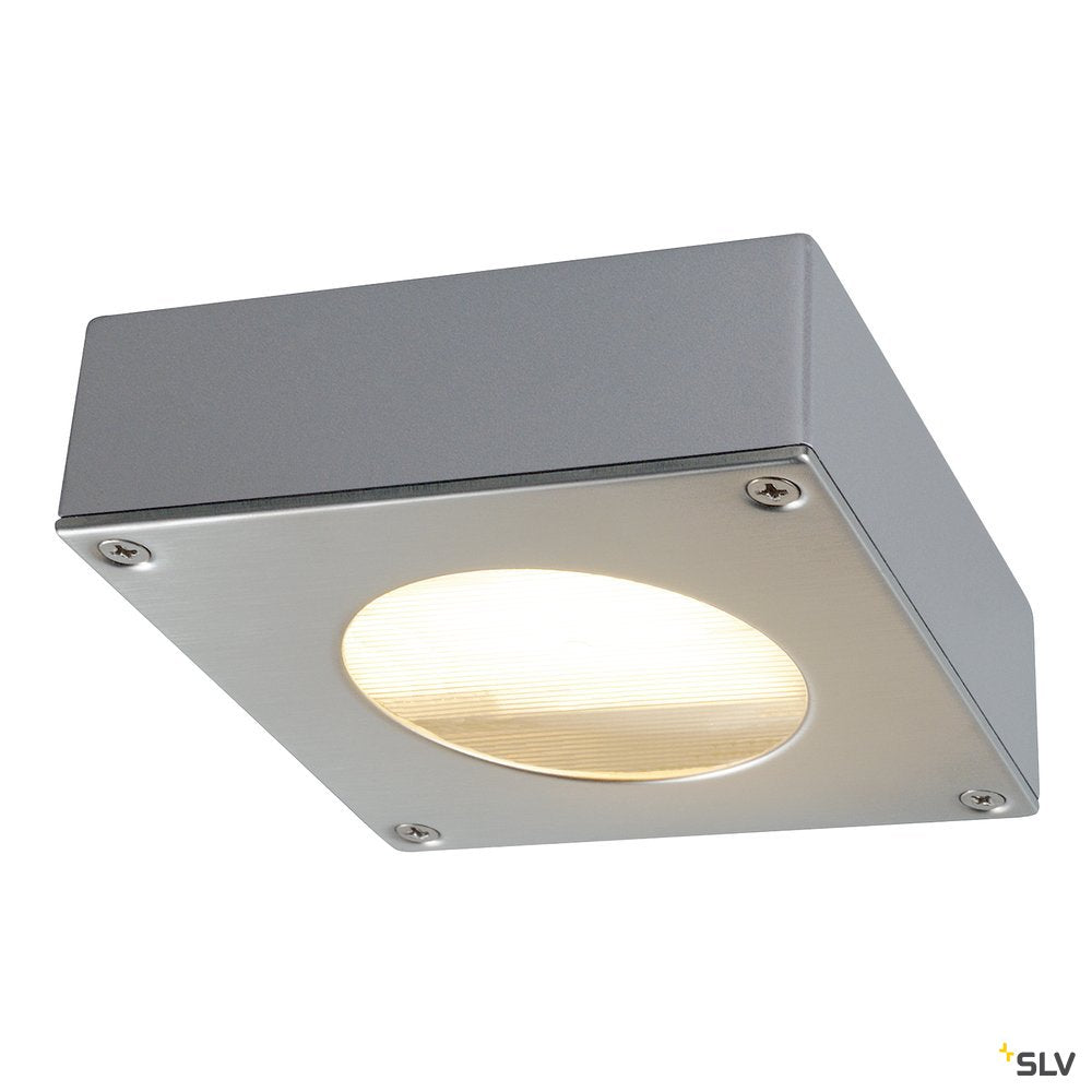 SLV QUADRASYL 44D Aussenleuchte, eckig, silbergrau, GX53, max. 9W