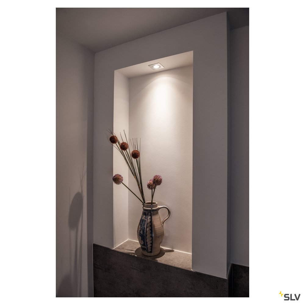 SLV NEW TRIA I GU10 Downlight, eckig, alu brushed, max. 50W, inkl. Blattfedern