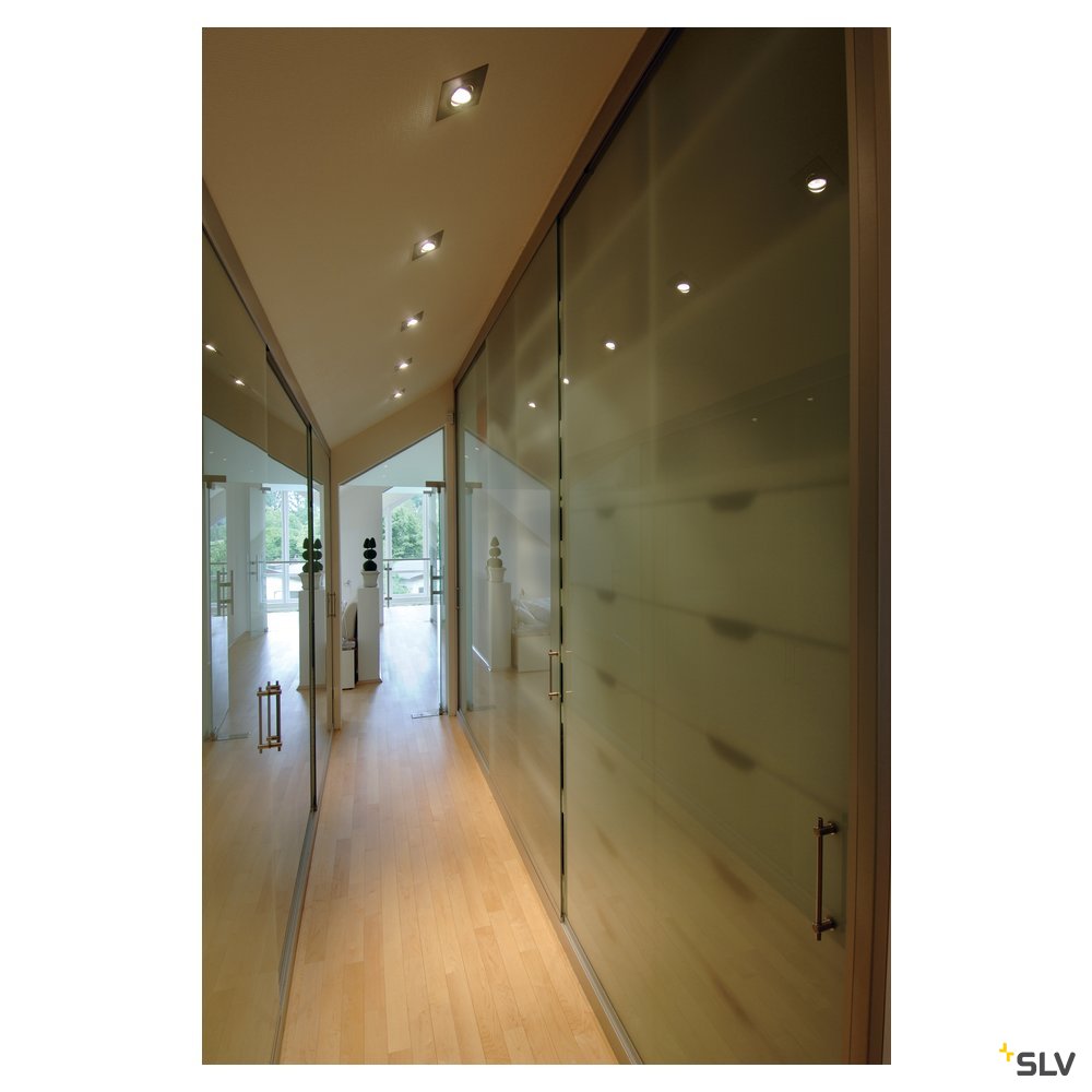 SLV NEW TRIA XL SQUARE GU10 Downlight, alu brushed, max. 50W, inkl. Clipfedern