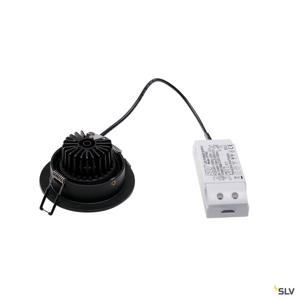 SLV NEW TRIA DL ROUND Set Downlight, mattschwarz, 6W, 38°,2700K,inkl. Treiber,Clipf.