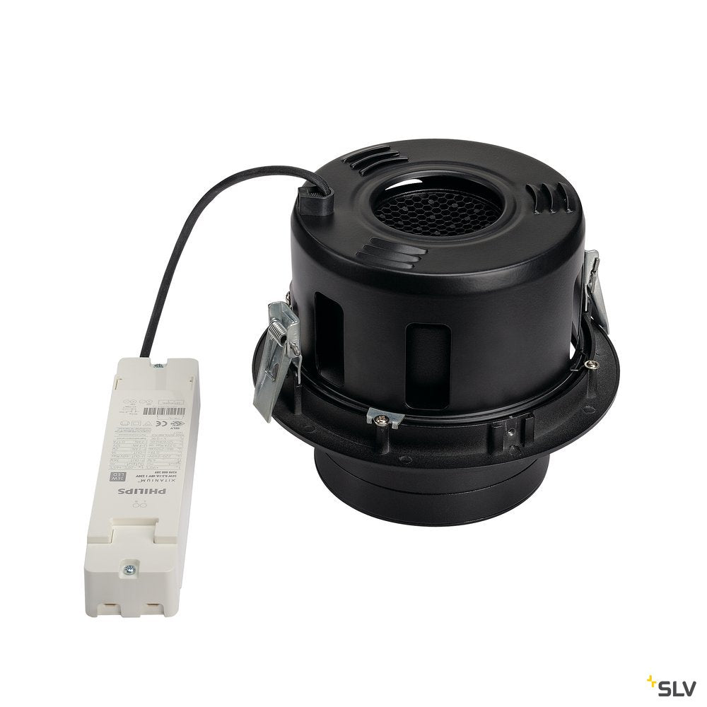 SLV SUPROS MOVE Deckeneinbau- leuchte, rund, schwarz, 3000lm 3000K, SLM LED, 60° Reflektor