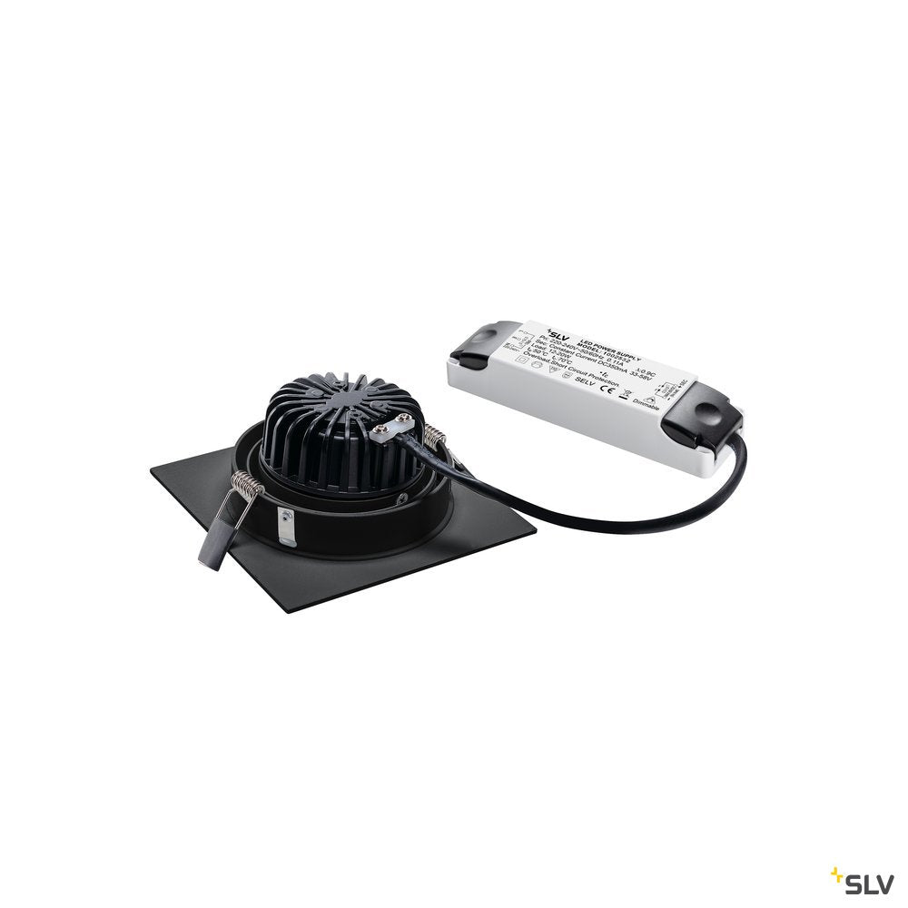SLV NEW TRIA LED DL SQUARE Set, mattschwarz, 12W, 38°, 3000K, inkl. Treiber, Clipfed.