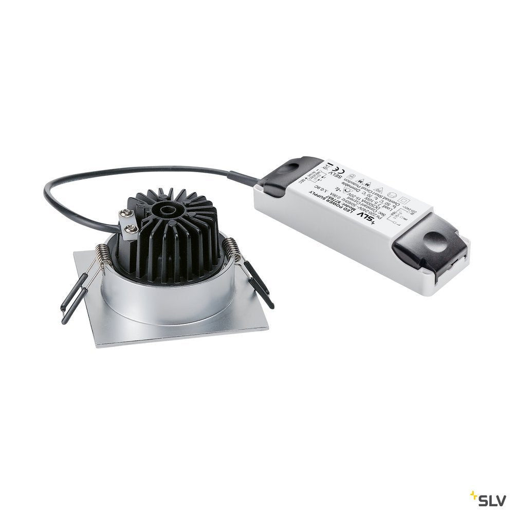 SLV NEW TRIA 68 LED DL SQUARE Set, alu-brushed, 9W, 38°, 3000K, inkl. Treiber