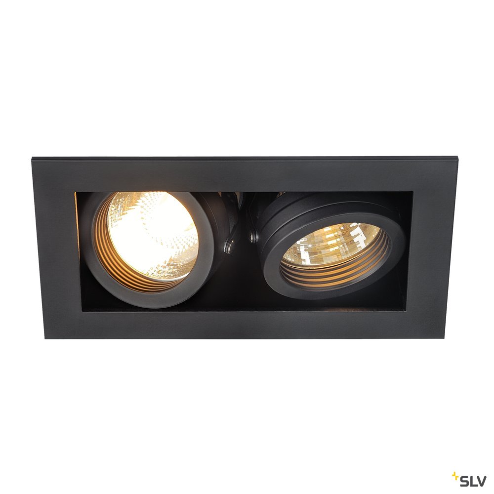 SLV KADUX 2 GU10 Downlight, eckig, mattschwarz, max. 2x50W
