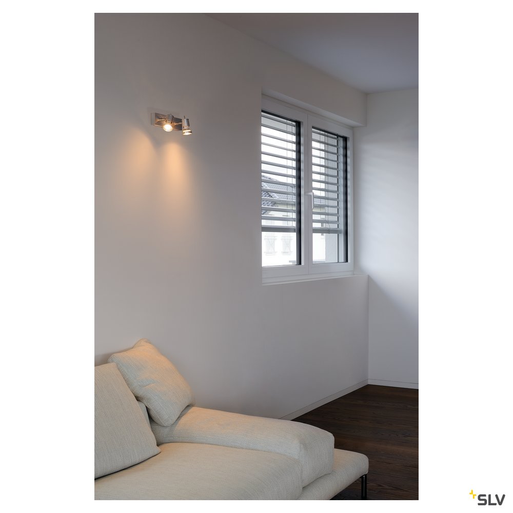 SLV ASTO II Wand- und Deckenleuchte, alu brushed, 2xGU10 Spot, max. 75W