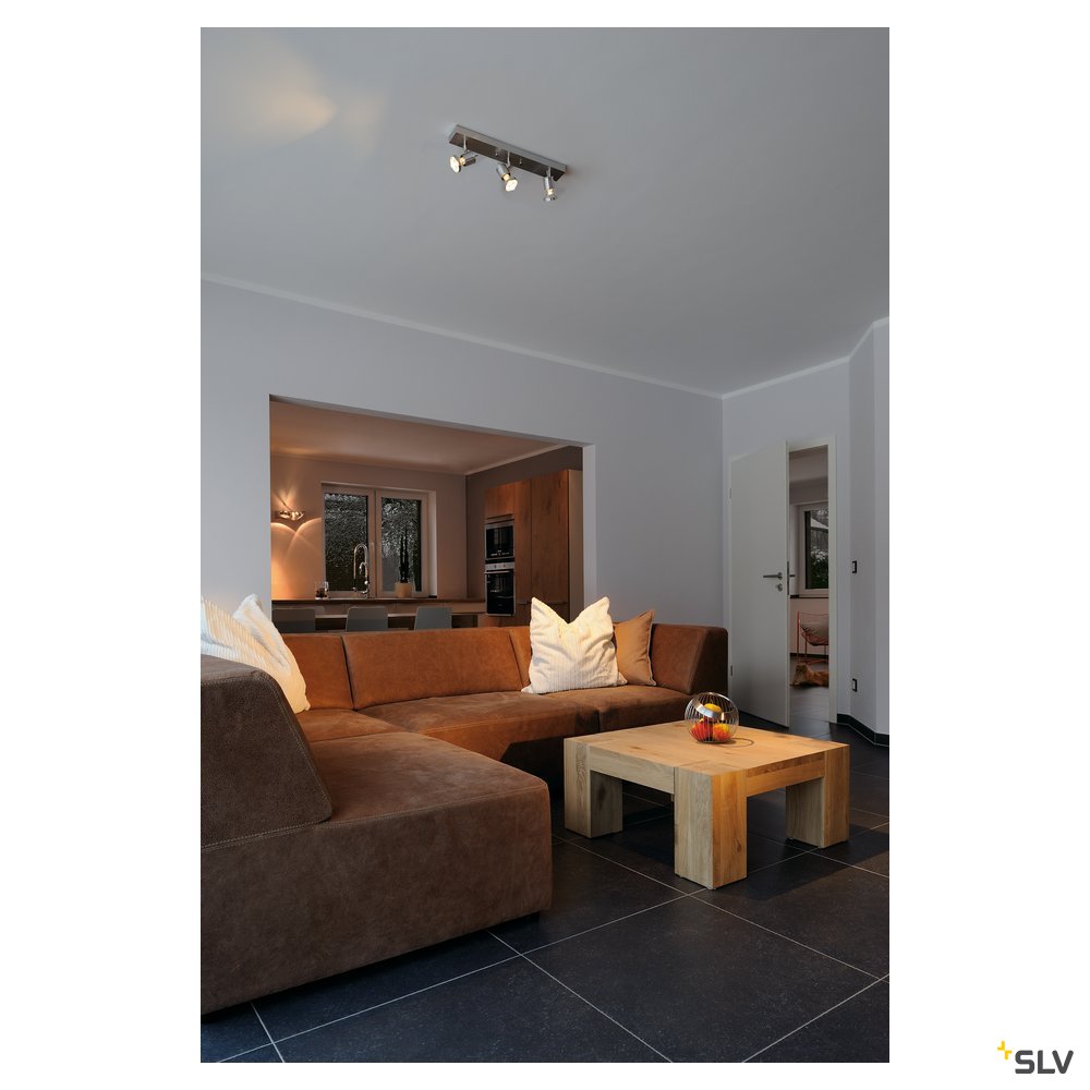 SLV ASTO III Wand- und Deckenleuchte, alu-brushed, 3xGU10 Spot, max. 75W