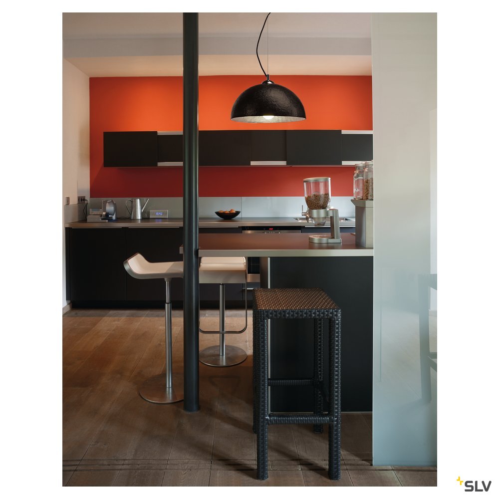 SLV FORCHINI Pendelleuchte, PD-2, rund, schwarz/silber, E27, max. 40W
