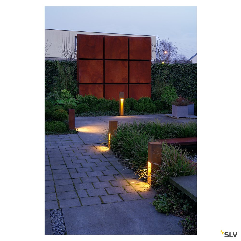 SLV LED-Pollerleuchte LB24 RUSTY SLOT 50 eisen rost E27 11W IP44