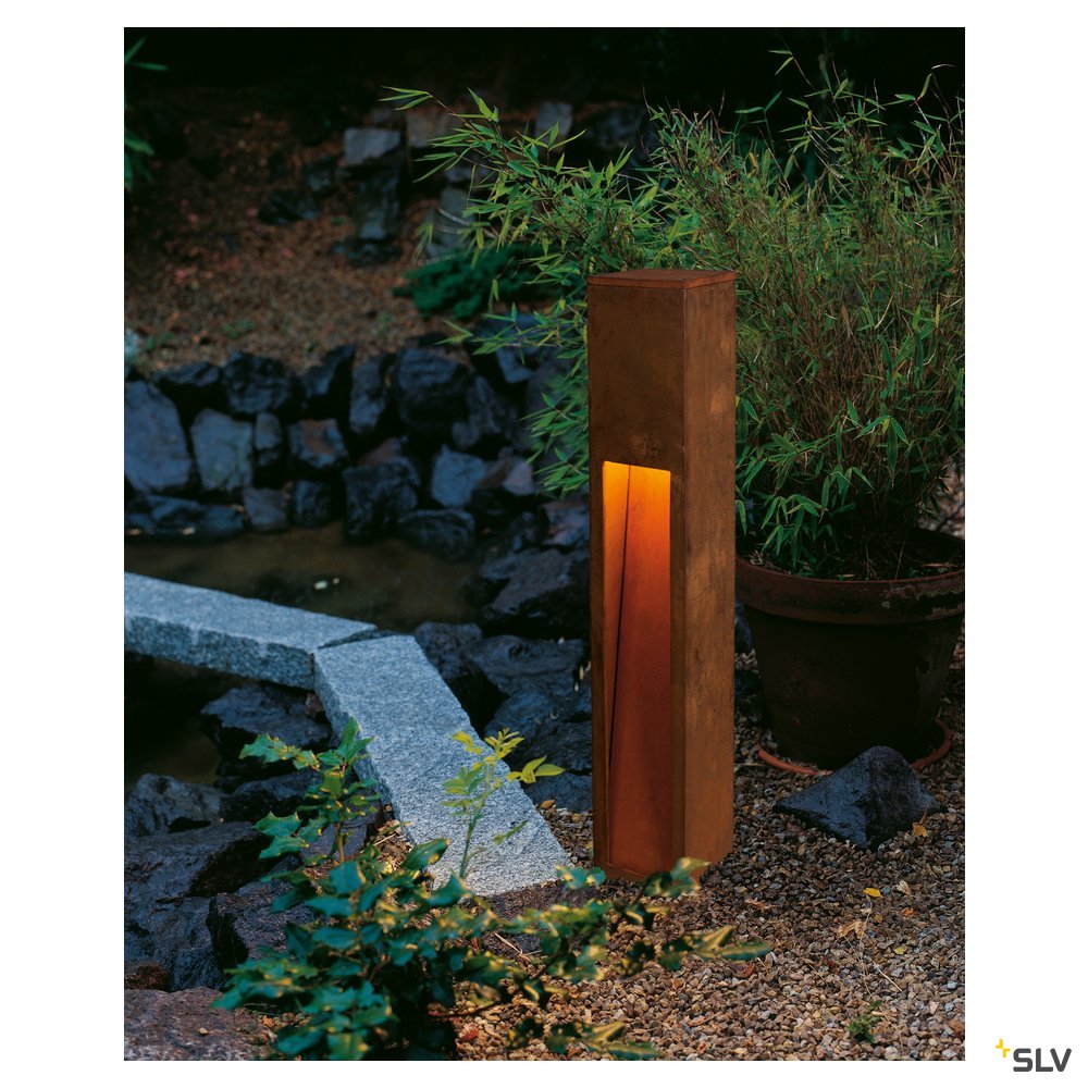SLV LED-Pollerleuchte LB24 RUSTY SLOT 80 eisen rost E27 11W IP44
