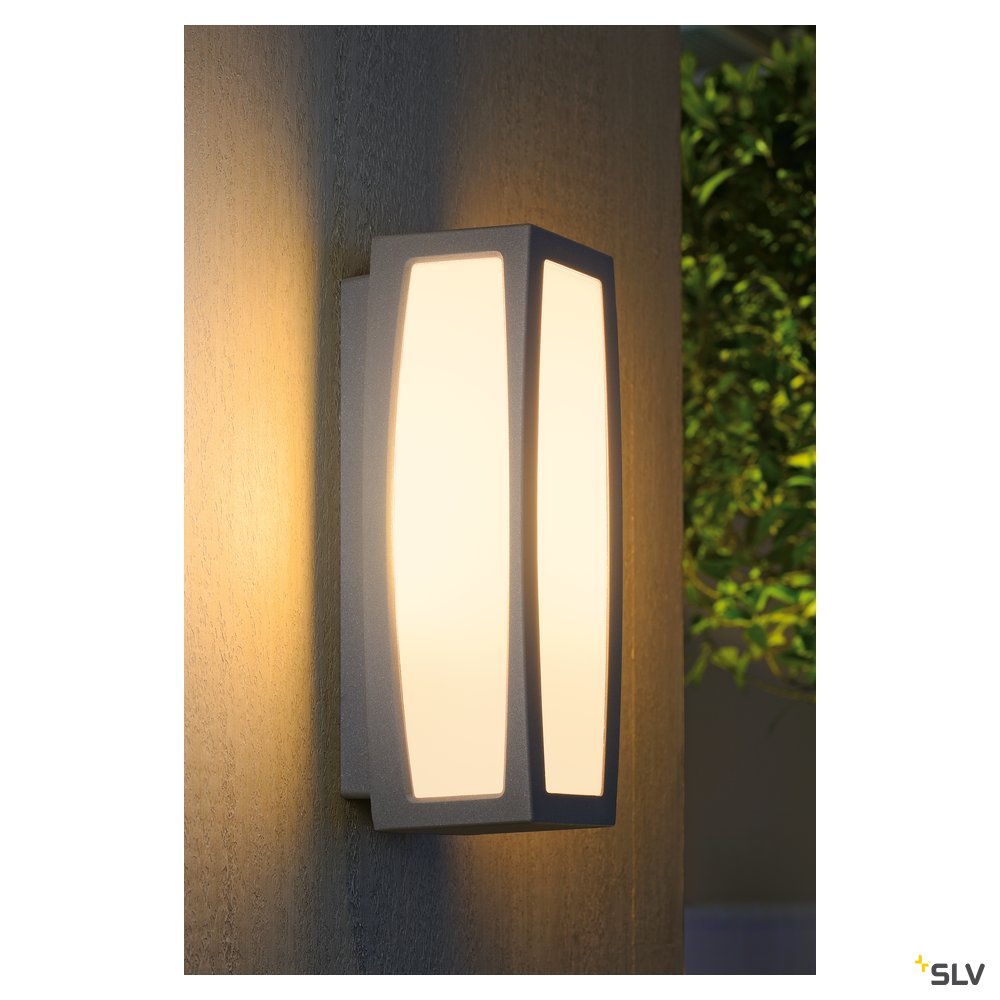 SLV MERIDIAN BOX Wandleuchte, silbergrau, E27, max. 25W, mit Sensor