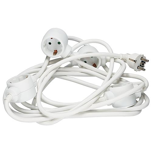 Verlängerungskabel mit 4 Steckdosen dazwischen, im Kabel, weiß