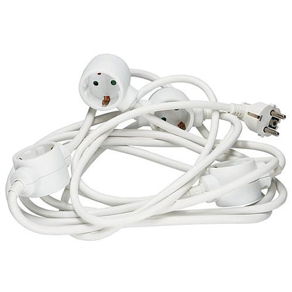 Verlängerungskabel mit 4 Steckdosen dazwischen, im Kabel, weiß