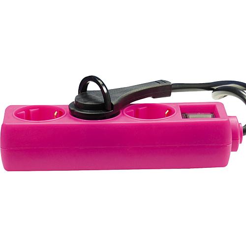 3-fa.Steckdose mit Schalter u.Kinderschutz 1,5m pink mit Flachstecker