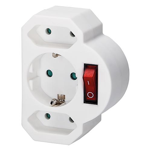 Adapter 2+1 mit Schalter weiß