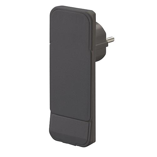 FLAT PLUG schwarz im Polybeutel mit EGB-Verpackung
