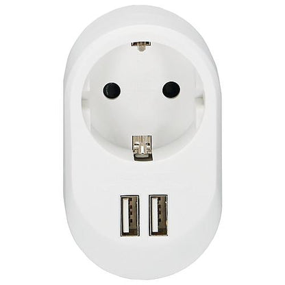 Schuko-Adapter mit 2 USB Ladebuchsen