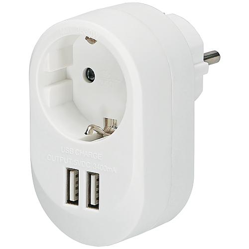 Schuko-Adapter mit 2 USB Ladebuchsen