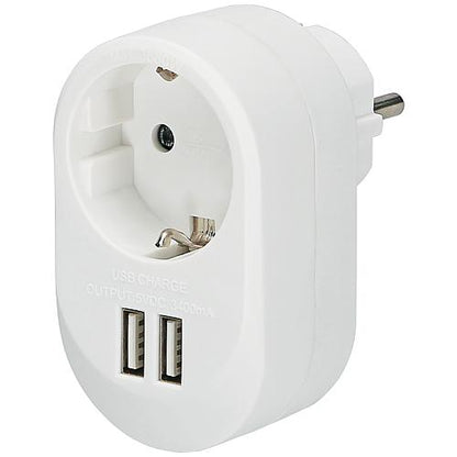 Schuko-Adapter mit 2 USB Ladebuchsen